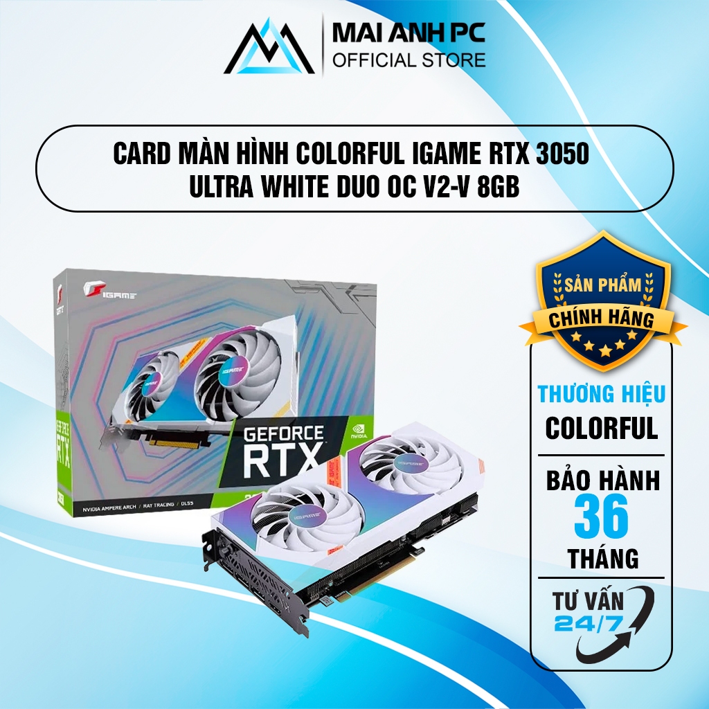 Card Màn Hình Colorful iGame RTX 3050 Ultra White DUO OC V2-V 8GB