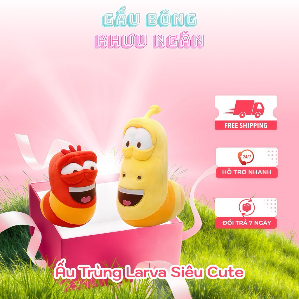 Gấu Bông Ấu Trùng Larva Siêu Cute Vải Miniso Mềm Mịn Đồ Chơi Toy