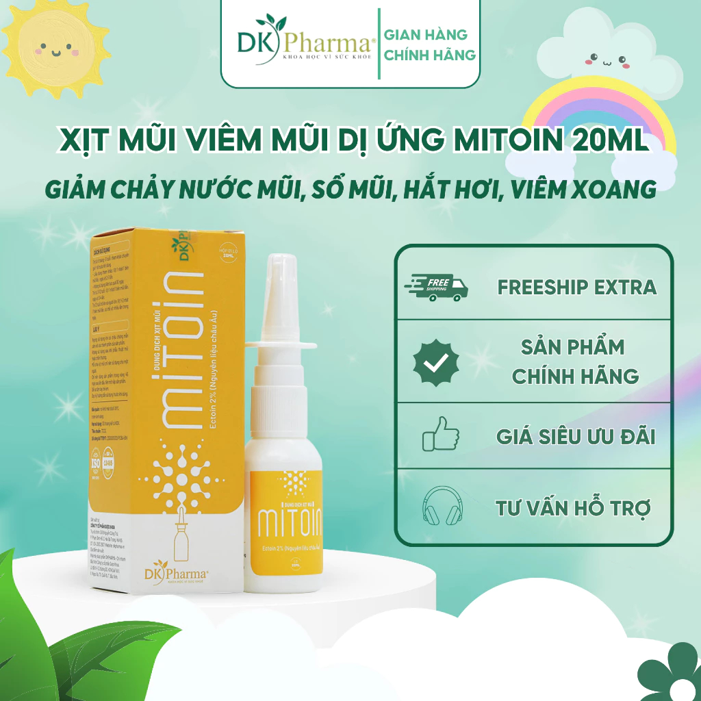 Xịt Mũi Viêm Mũi Dị Ứng Mitoin 20ml DK Pharma Giảm Chảy Nước Mũi, Sổ Mũi, Hắt Hơi, Xoang-DK PHARMA