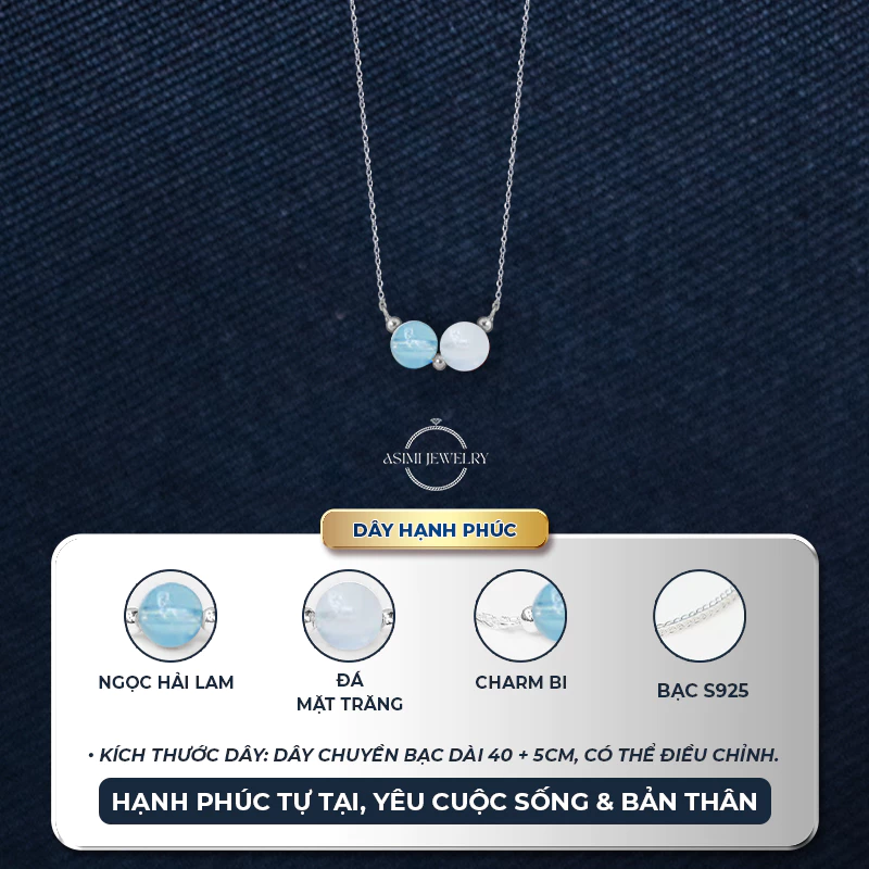 Dây chuyền bạc Ý Đôi Đá Năng Lượng Duo Gems Soul DC75 4