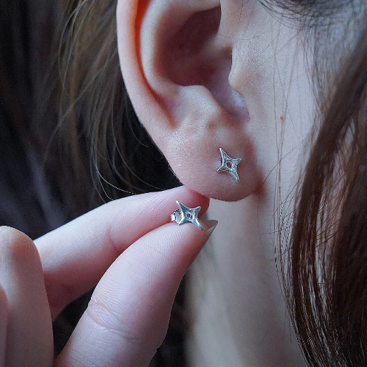 Bông tai bạc Ý S925 ngôi sao lấp lánh Asimi Little Constellation KT27 5
