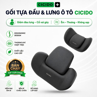 Combo Gối Tựa Đầu Và Tựa Lưng Ô Tô CICIDO Cao Cấp Cao Su Non Memory Foam Công Thái Học Chống Đau Cổ Vai Gáy