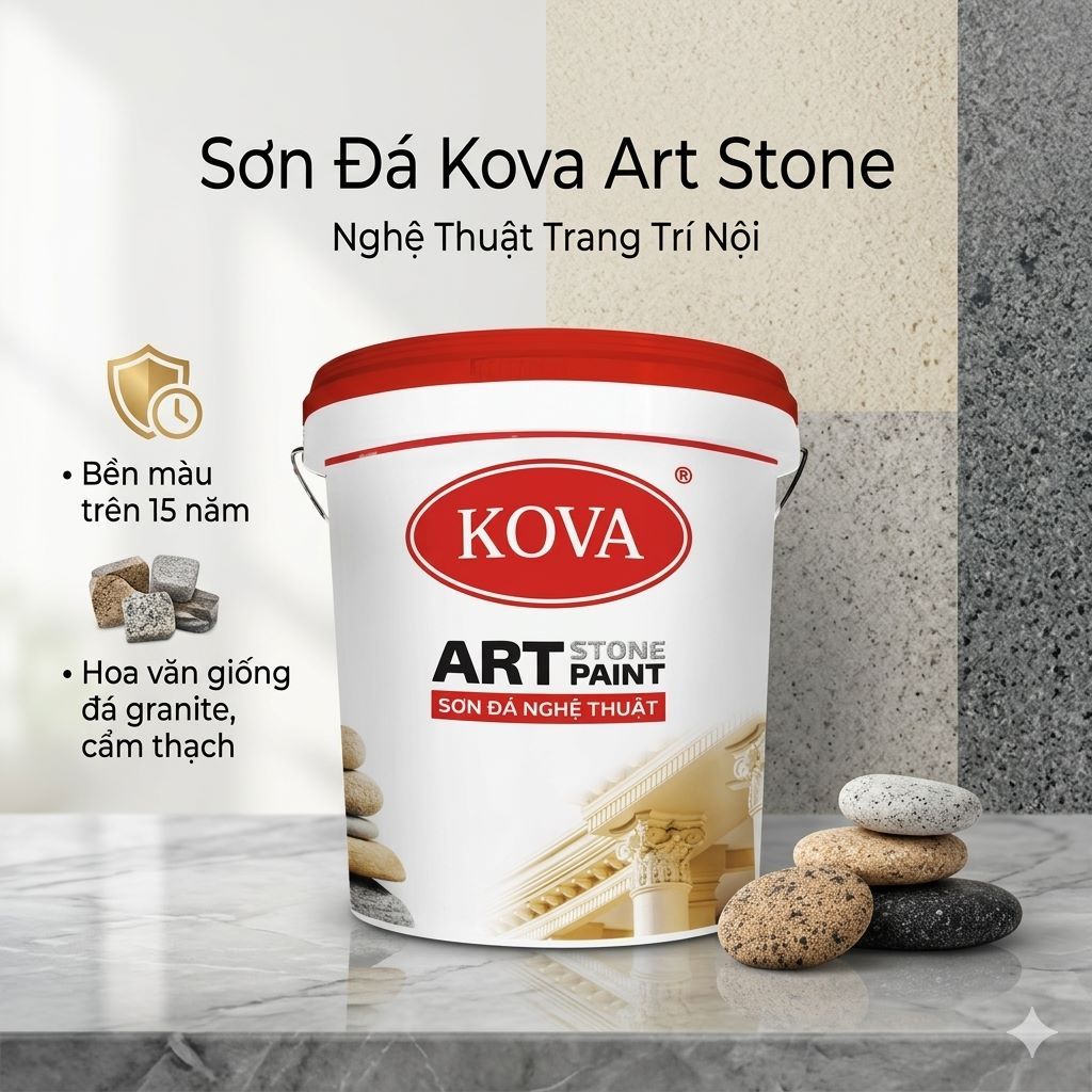 Sơn Đá Kova Art Stone - Nghệ Thuật Trang Trí Nội Ngoại Thất Đẳng Cấp (Thùng 5kg)