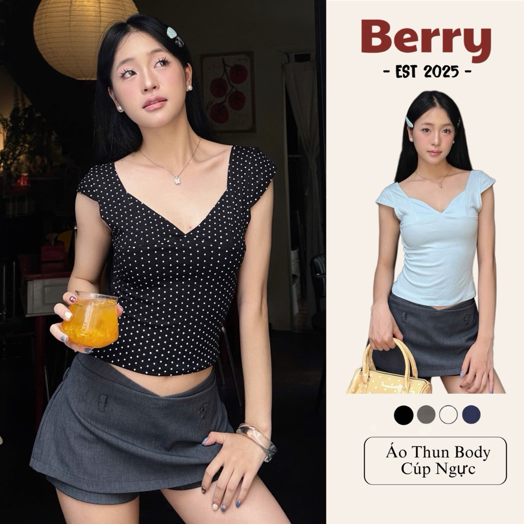 Áo Thun Berry Dáng Body Chất Cotton Zip Co Giãn ( Áo Cúp Ngực Berry) | BigBuy360 - bigbuy360.vn