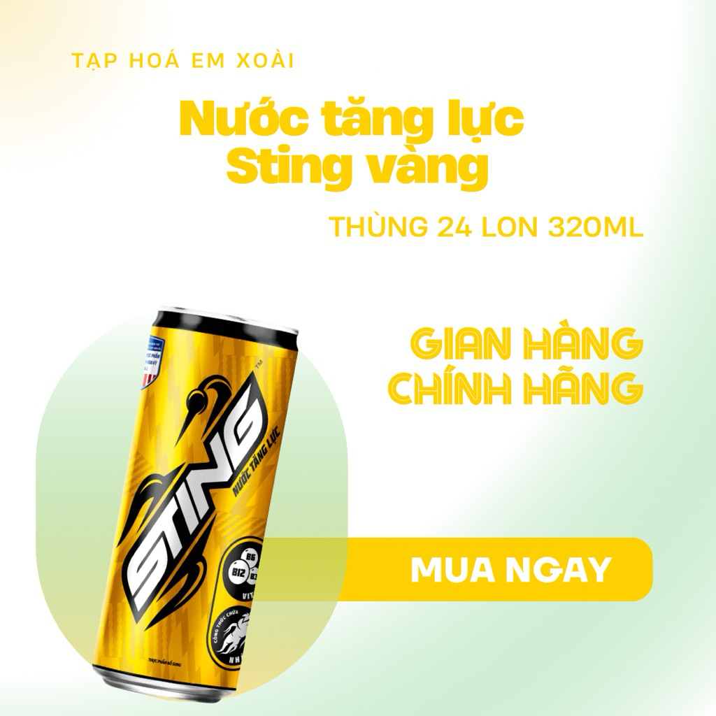 [ Nước Tăng Lực ] Thùng 24 Lon Nước Tăng Lực STING vàng 320ml