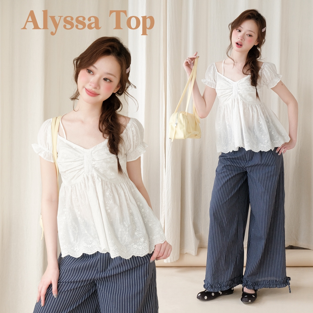 BLEUBIRD Áo vải boi thô thêu hoa Alyssa Top