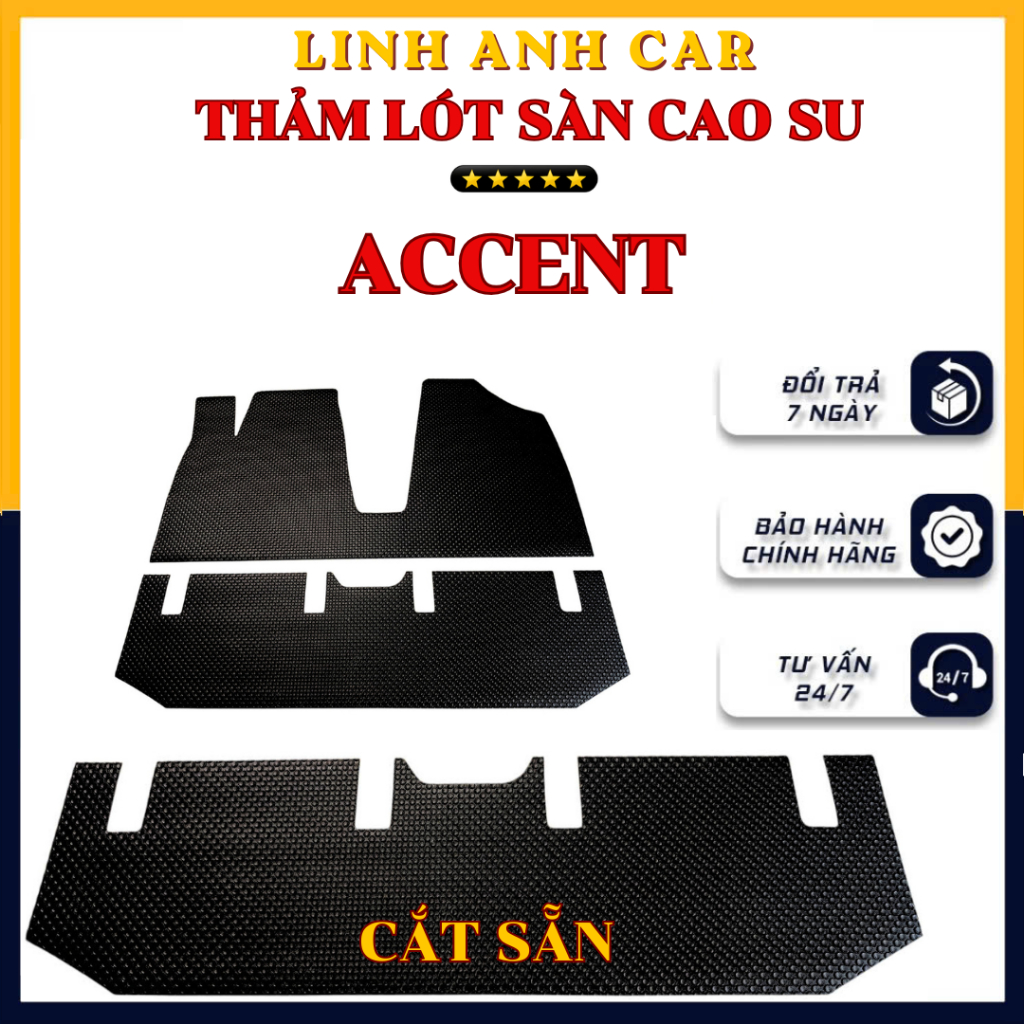 [ HUYNDAI ACCENT ] Thảm Sàn, Thảm Lót Sàn Cao Su Cắt Chuẩn Form Xe Huyndai Accent