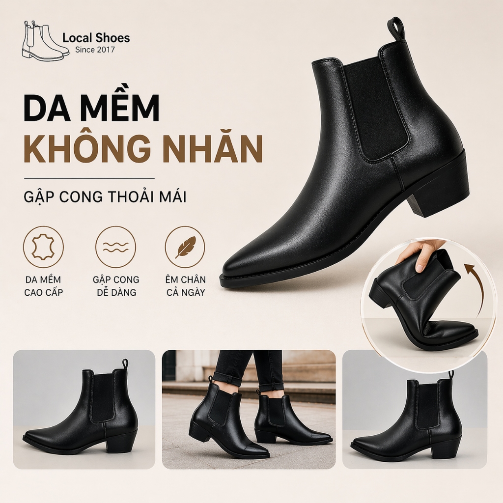 (Giày Không Nhăn) Chelsea Boots Nam Classic Dustino, Giày Boot Nam Không Nhăn Local Brand