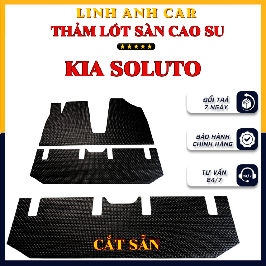 [ KIA SOLUTO ] Thảm Sàn, Thảm Lót Sàn Cao Su Cắt Sẵn Chuẩn Form Xe Kia Soluto