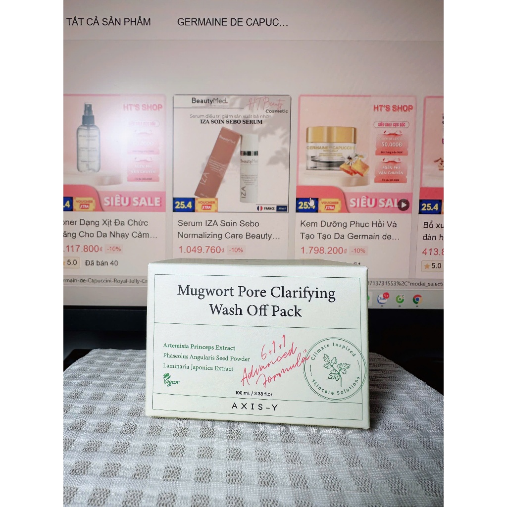 Mặt Nạ Đất Sét Axis-Y Ngải Cứu Làm Sạch Lỗ Chân Lông 100mlMugwort Pore Clarifying Wash Off Pack