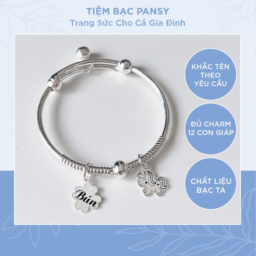 Vòng bạc ta bi trượt khắc tên cho bé