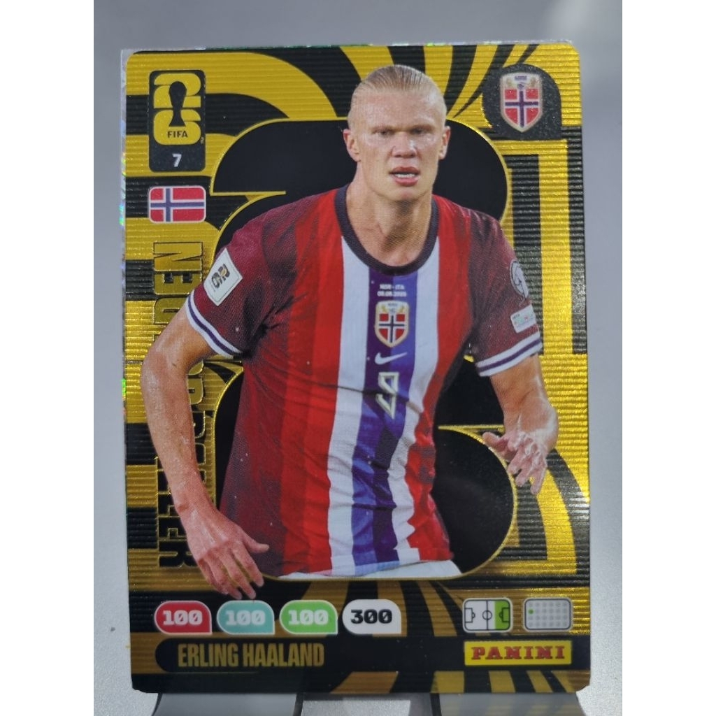 Thẻ bài Erling Haaland Golden Baller Panini Fifa World Cup 2026 chính hãng giá rẻ