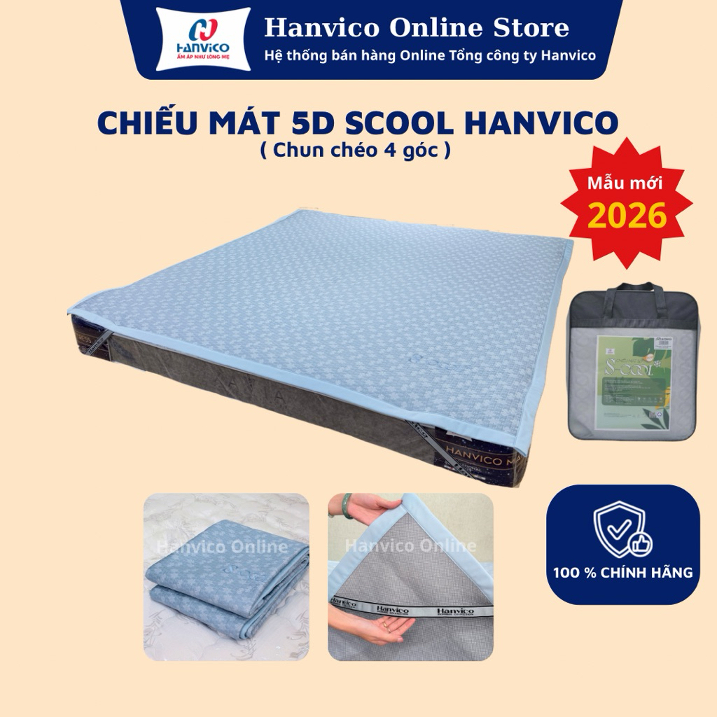 [Chun 4 góc] Chiếu Mát 5D S-Cool Hanvico Chính Hãng, Sợi Lạnh PE, Êm Mát, Dễ Gấp Gọn