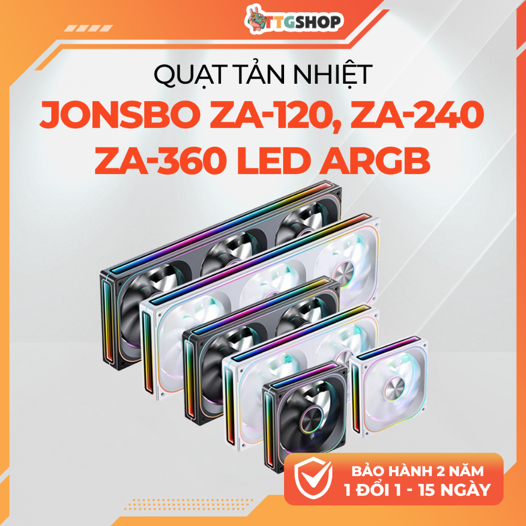 Quạt Tản Nhiệt Jonsbo ZA-120 ZA-240 ZA-360 LED ARGB Fan Ngược Fan Xuôi Black White PWM 4Pin