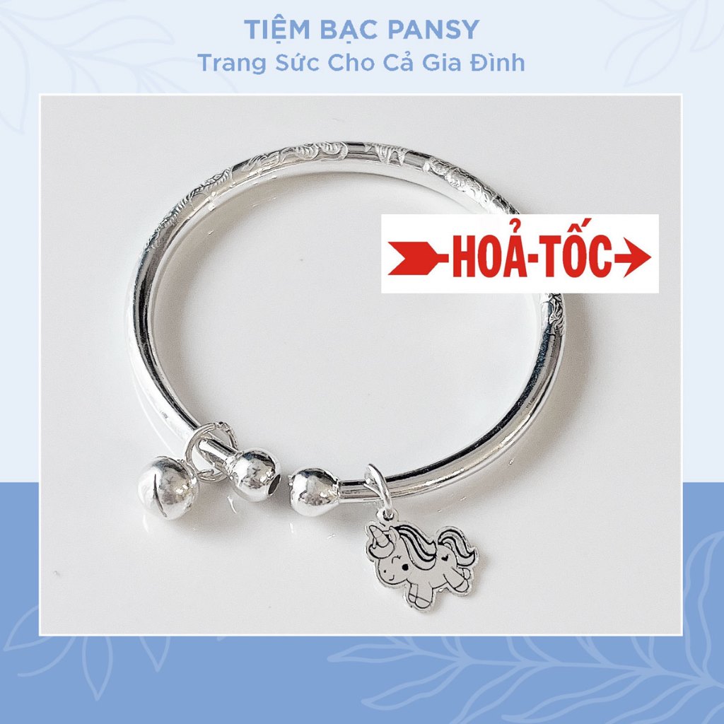 [HOẢ TỐC][Không khắc chữ] Vòng cua chạm rồng cho bé chuẩn bạc ta - TIỆM BẠC PANSY
