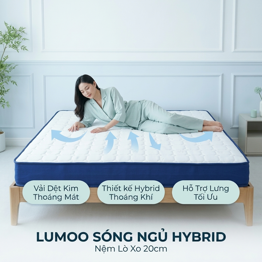 [TẶNG GỐI] Nệm Lò Xo Lumoo 1m8 x 2m - đệm giường Giảm Đau Lưng Hiệu Quả, Nâng Đỡ 7 Vùng Cơ Thể | BigBuy360 - bigbuy360.vn