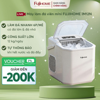 Máy làm đá viên mini tự động Nhập Khẩu FUJIHOME IM12N, máy làm đá tròn nhỏ gọn siêu nhanh quán cafe