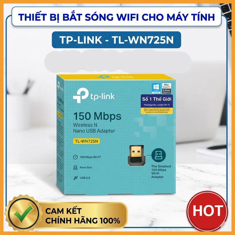 Card Wifi USB TP-Link TL-WN725N 150Mbps Nano Adapter Thu Wifi Cho Máy Tính PC Laptop Chuẩn N