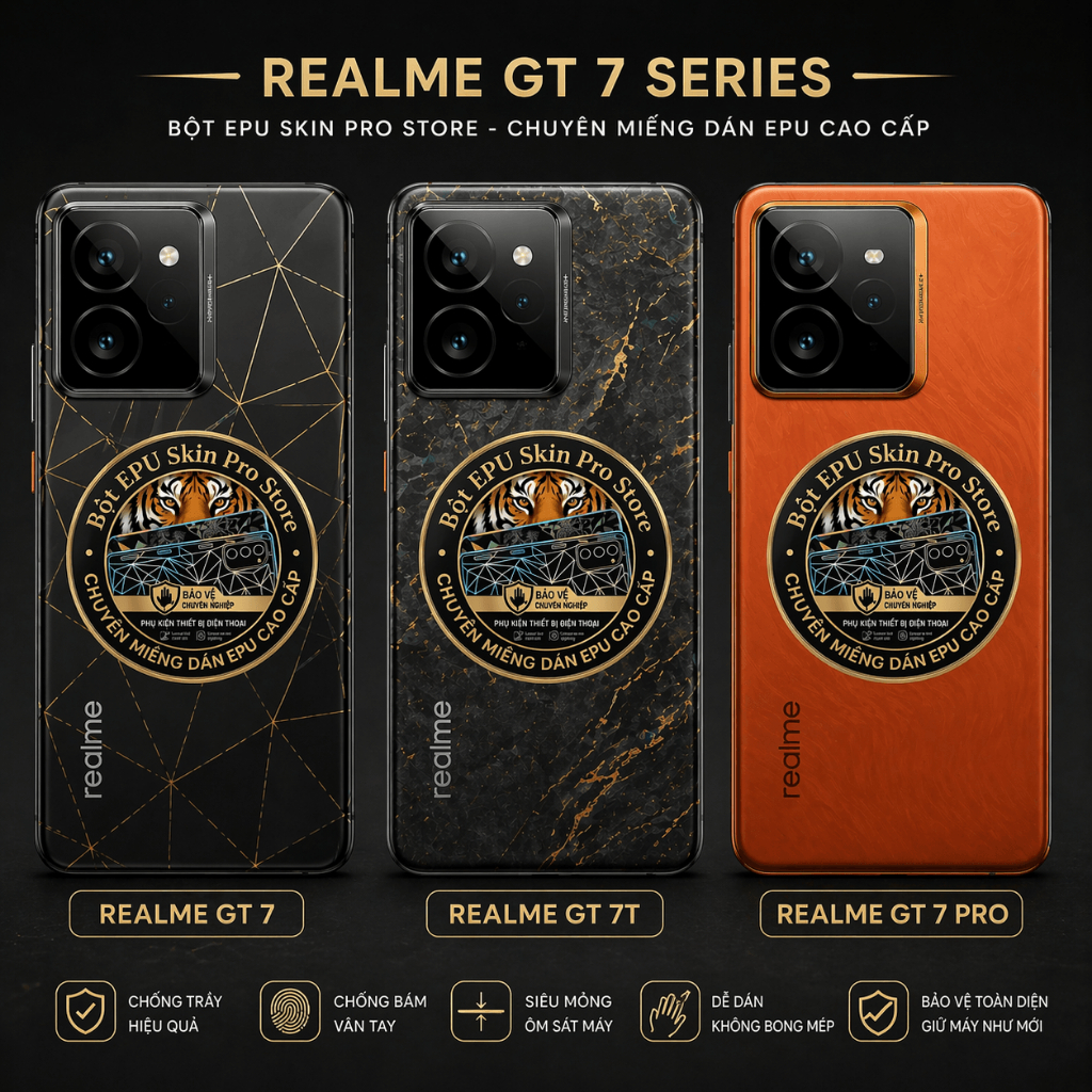 Miếng Dán Skin Realme GT 7 / GT 7T / GT 7 PRO - Dán PPF EPU Full Lưng Viền Cao Cấp