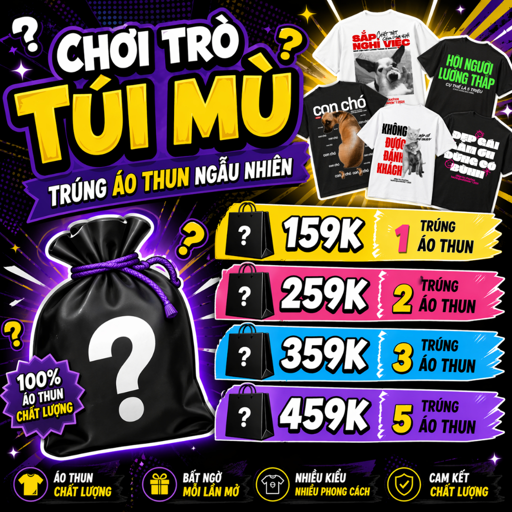 TÚI MÙ CO KACHING - bóc quà trúng ngẫu nhiên áo thun chính hãng Kaching
