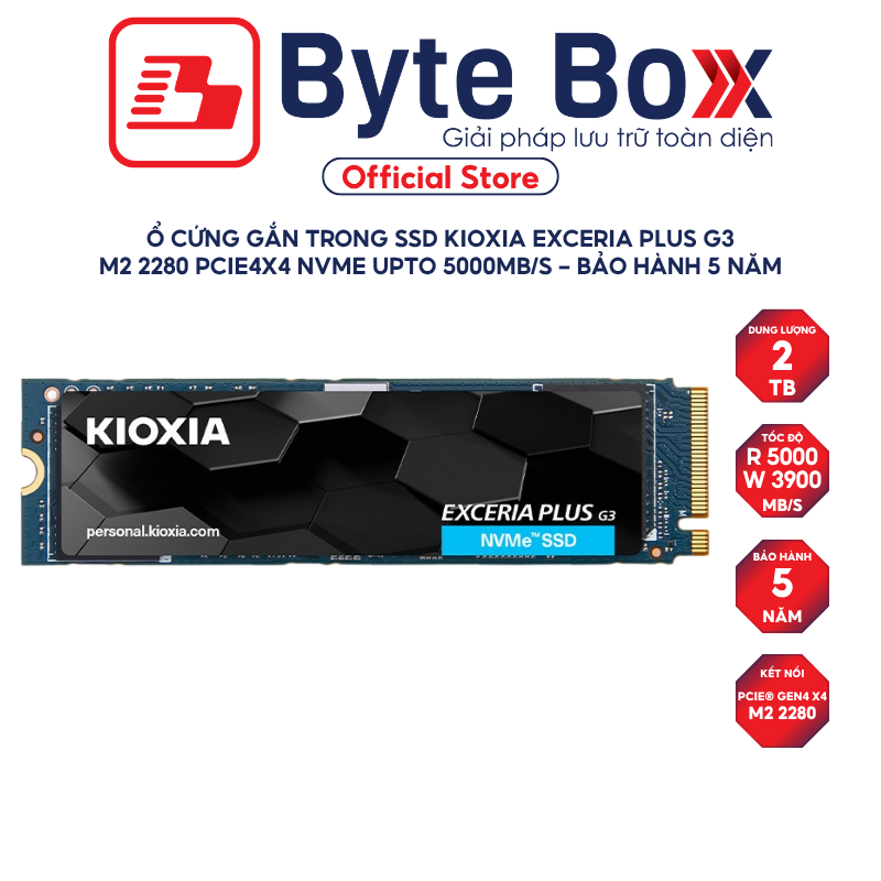 Ổ cứng gắn trong SSD KIOXIA EXCERIA PLUS G3 1TB/2TB M2 2280 PCIe4x4 NVMe upto 5000Mb/s - Bảo hành 5 