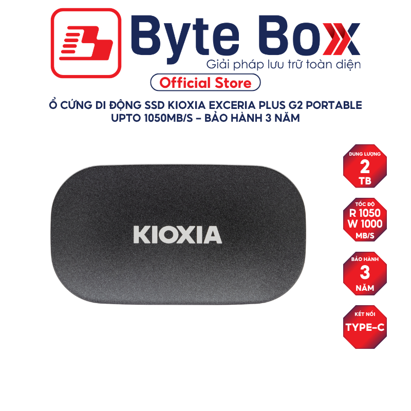 Ổ cứng di động SSD KIOXIA EXCERIA PLUS G2 Portable 1TB / 2TB upto 1050Mb/s - Bảo hành 3 năm