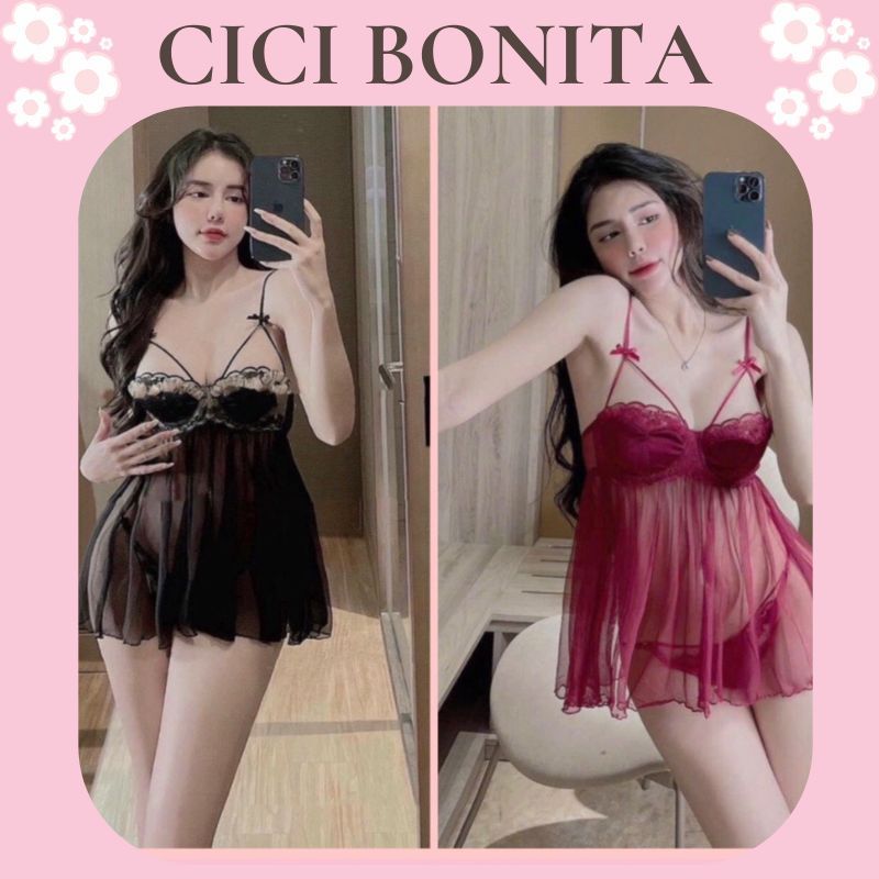 Váy ngủ cao cấp gợi cảm có gọng -form ngắn- 3 màu xinh xắn CV141 CICI BONITA HCM