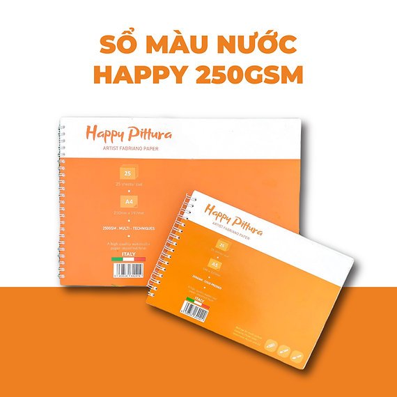 Sổ vẽ Giấy Vẽ Màu Nước HAPPY 250gsm Hạng Họa Sĩ