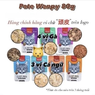 [THÙNG 100 GÓI] Pate Wanpy gói 80g cho mèo mọi lứa tuổi thơm ngon, dinh dưỡng, đủ vị.