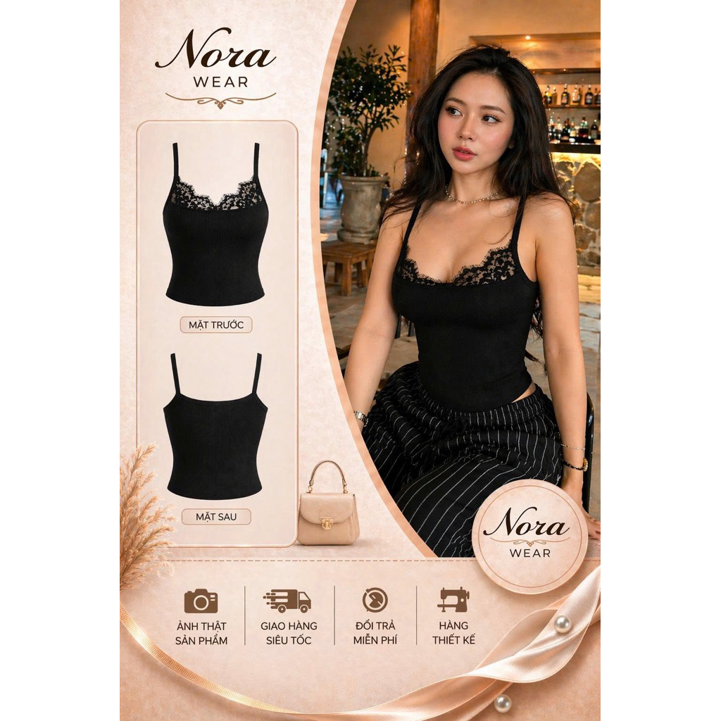 Áo hai dây phối ren Nora Wear – nhẹ nhàng nhưng vẫn đủ nổi bật