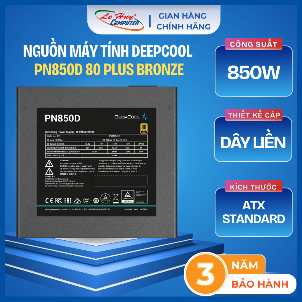Nguồn Deepcool PK650D /PL650D PCIE5 650W 80 Plus Bronze - Hàng Chính Hãng