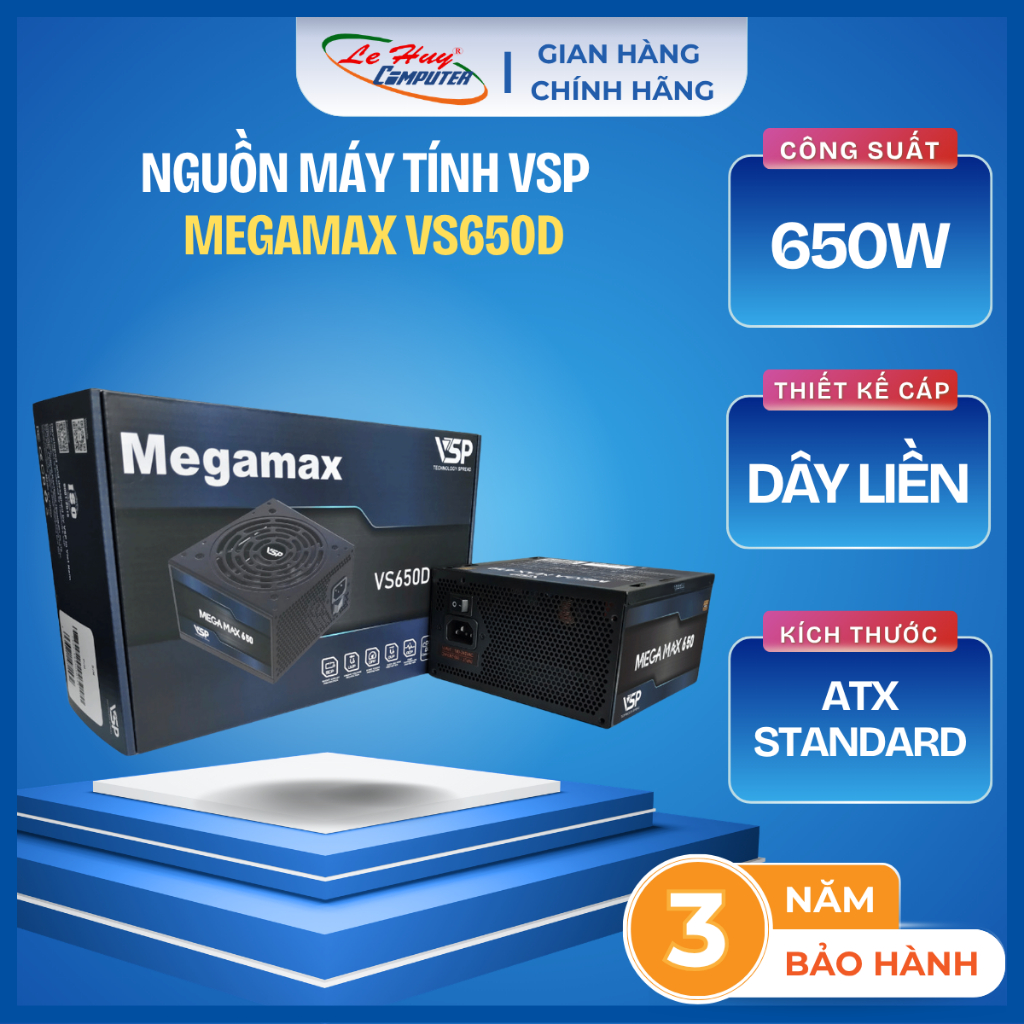 Nguồn VSP Megamax VS650D | 650W, DC to DC, Đen - Hàng Chính Hãng