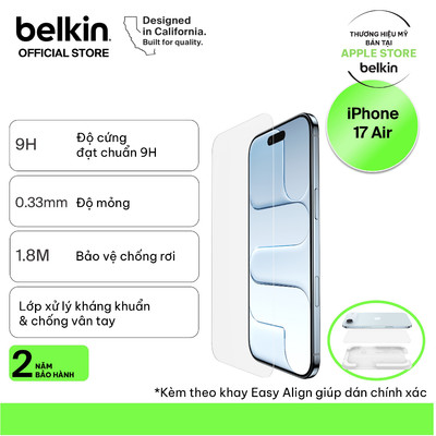 [Livestream KOL] Kính cường lực Belkin cho iPhone 17 series bán duy nhất ở Apple Store không viền trong suốt độ cứng 9H
