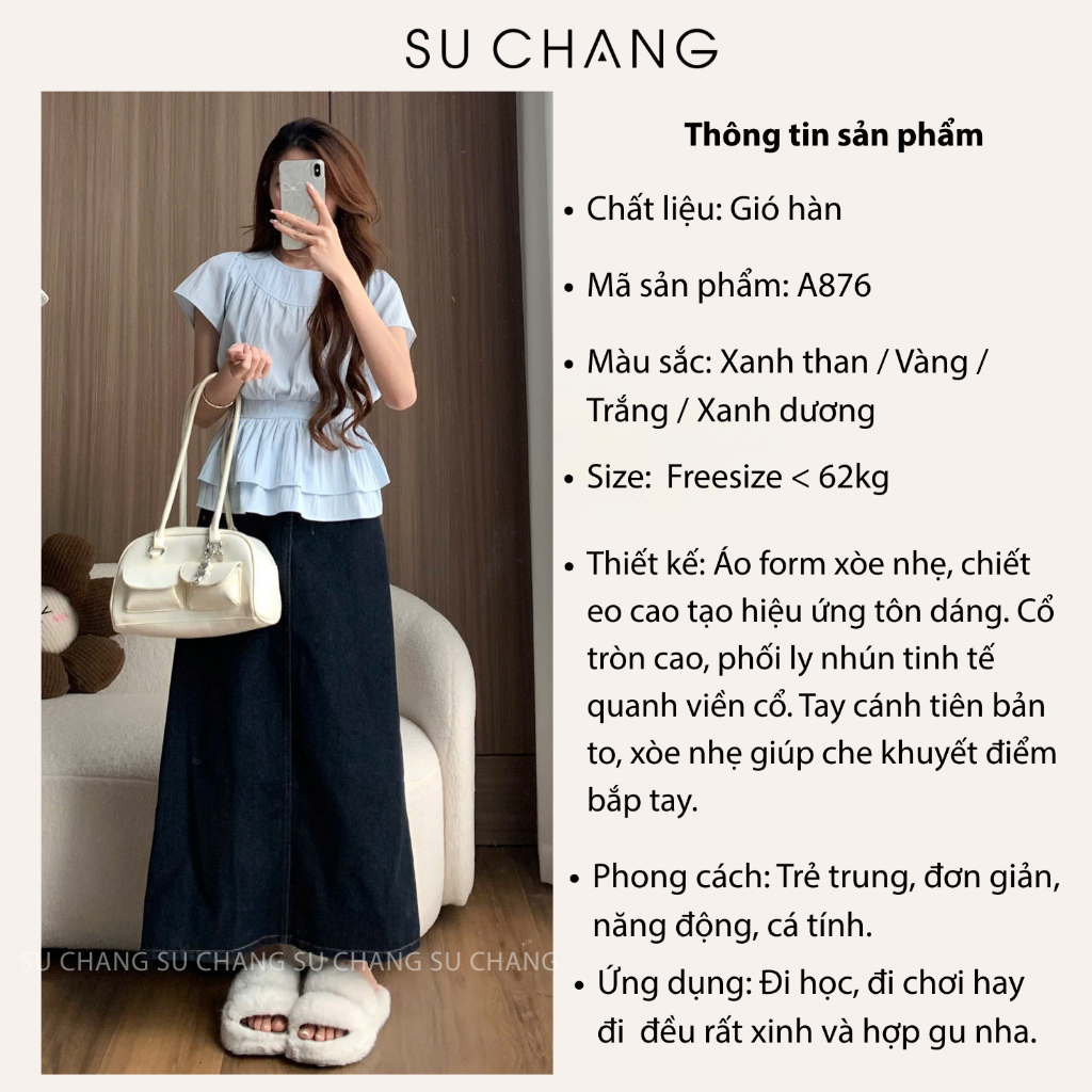 Áo Kiểu Cổ Tròn Chiết Eo Hàn Quốc A876 Su Chang Thời Trang Nữ | BigBuy360 - bigbuy360.vn