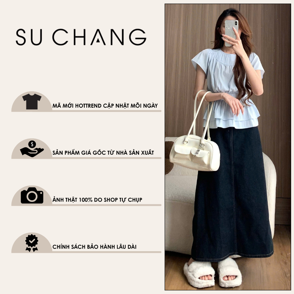 Áo Kiểu Cổ Tròn Chiết Eo Hàn Quốc A876 Su Chang Thời Trang Nữ | BigBuy360 - bigbuy360.vn