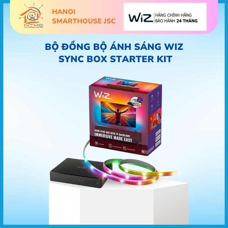 Bộ Đồng Bộ Ánh Sáng TV WiZ Sync Box Starter Kit - LED Dây 55-85 Inch - Đồng Bộ Theo Nhạc & Hình Ảnh 