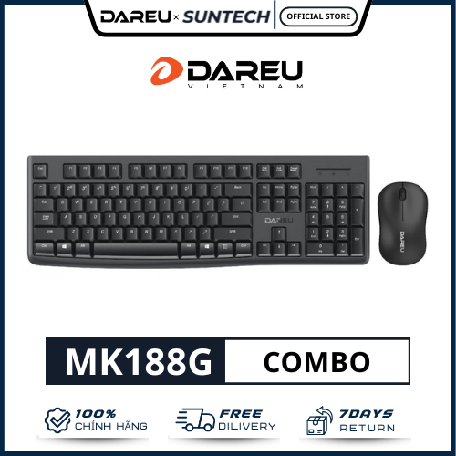 Bộ Phím Chuột Không Dây DareU MK188G - Kết Nối 2.4GHz Ổn Định, Gõ Êm, Thiết Kế Công Thái Học Cho Văn