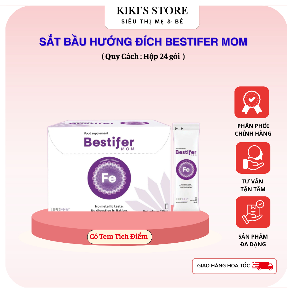 Bestifer - Sắt nước cho phụ nữ mang thai và cho con bú - hộp 24 gói