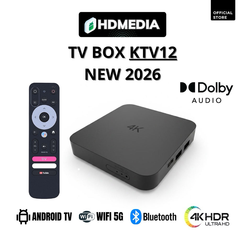 TV Box HDMEDIA KTV12 Điều khiển Giọng Nói Android TV 12 Cpu Amlogic S905X2 Dolby Audio | Cài sẵn ứng