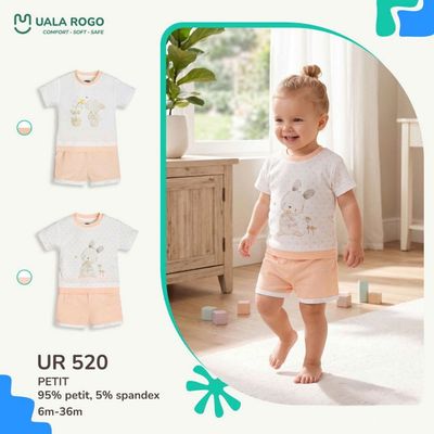 Bộ cộc tay cho bé Ualarogo 6 tháng - 3 tuổi vải Petit mềm mịn thấm hút co giãn UR 520