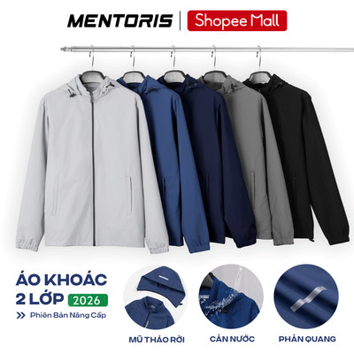 Áo Khoác Gió Nam 2 lớp MENTORIS Công Nghệ Heattech, Chống Thấm,Cản Bụi,Cản Gió,Giữ Ấm Tốt MCKG25W001