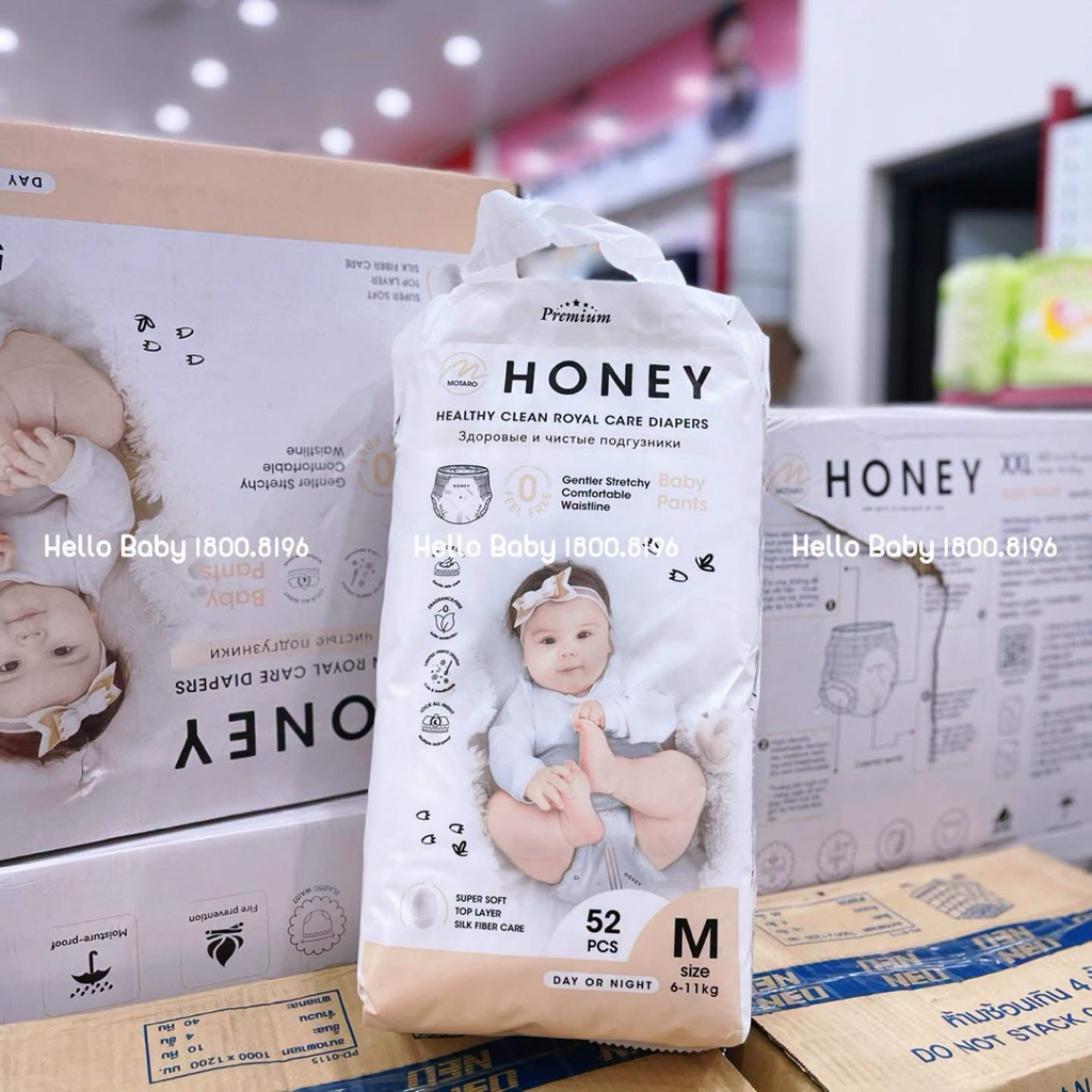 Tả Bỉm Dán/Quần Honey Premium Tơ Tằm Siêu Mịn Và Thấm Hút , Thoáng Khí Đủ Size Cho Bé