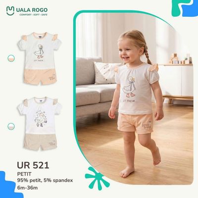 Bộ cộc tay cho bé Ualarogo 6 tháng - 3 tuổi vải Petit mềm mịn thấm hút co giãn UR 521