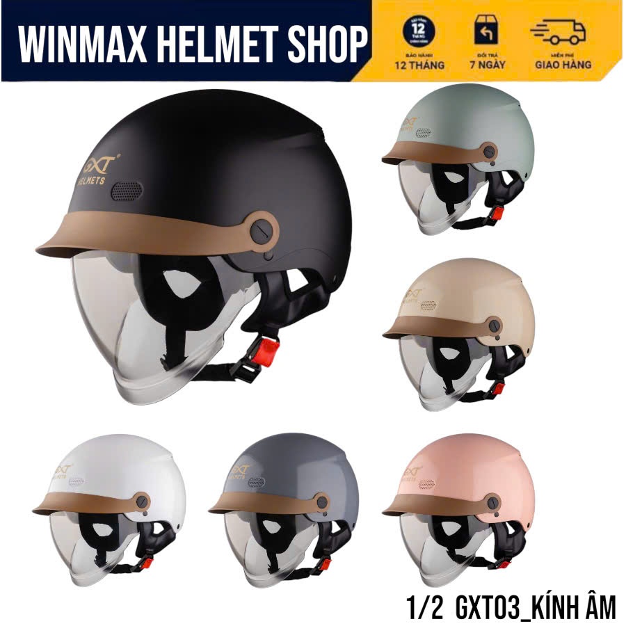 GX03 Mũ 1/2 Đầu GXT HELMET Sử Dụng Kính Âm Và Có Lưỡi Trai Che Nắng, Mưa Hàng Chính Hãng BH 12 Tháng