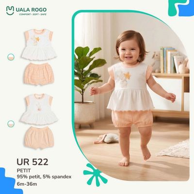 Bộ cộc tay cho bé Ualarogo sát nách 6 tháng - 3 tuổi vải Petit mềm mịn thấm hút co giãn UR 522
