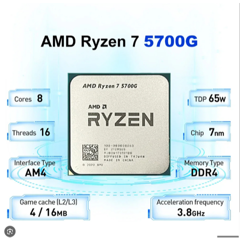 CPU AMD Ryzen 7 5700G  TRAY / 20MB / 3.8GHz Boost 4.6GHz / 8 nhân 16 luồng new chinh hãng BH 36T
