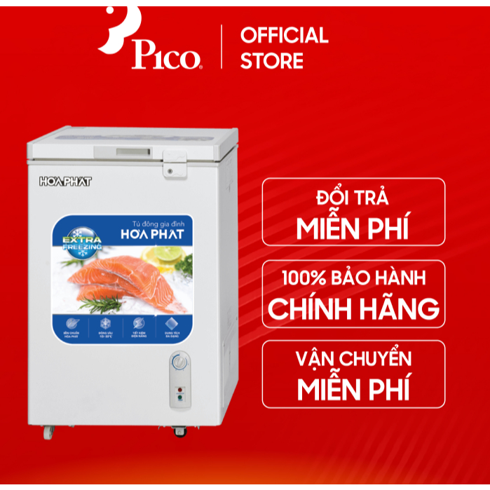 [GIAO TOÀN QUỐC] - Tủ đông Hòa Phát 107 Lít HPF AD6107 - Dàn lạnh bằng đồng - 1 cửa - Bảo hành 24 th
