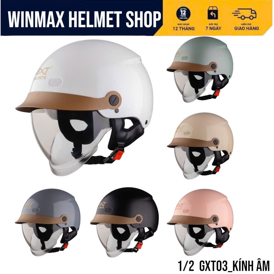 GX03 Mũ 1/2 Đầu GXT HELMET Sử Dụng Kính Âm Và Có Lưỡi Trai Che Nắng, Mưa Hàng Chính Hãng BH 12 Tháng