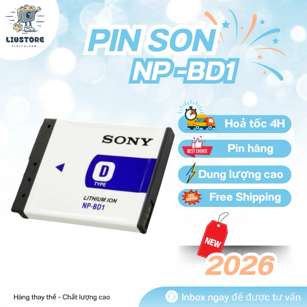 Pin máy ảnh Sony NP-BD1 Tương thích với các dòng máy ảnh Sony Cyber-shot DSC-T2, DSC-T70, DSC-T77, D