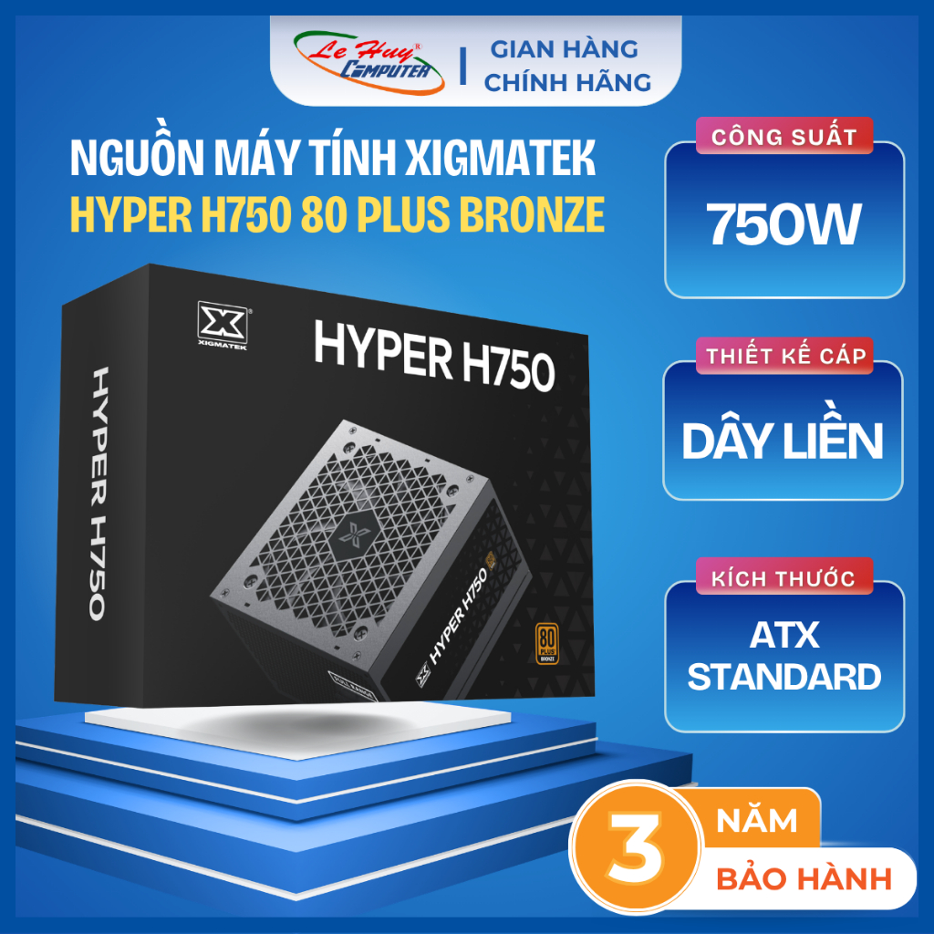 Nguồn Xigmatek Hyper H750 | 750W, 80 Plus Bronze, FR, Đen - Hàng Chính Hãng